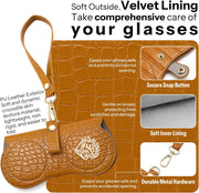 ÉÌƷͼƬ 21 | B0H4QTYMQP | FEISEDY Soft Crocodile Textured Leather Sunglass Bag, Portable Glasses Pouch With Button Clip Wrist Strap B0366