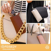 ÉÌƷͼƬ 2 | B0FKBLV8J9 | FEISEDY 2Pack Portable Glasses Case with Clip Hook, Soft Leather Eyeglass case Bag, Slim Sunglasses Pouch B0313