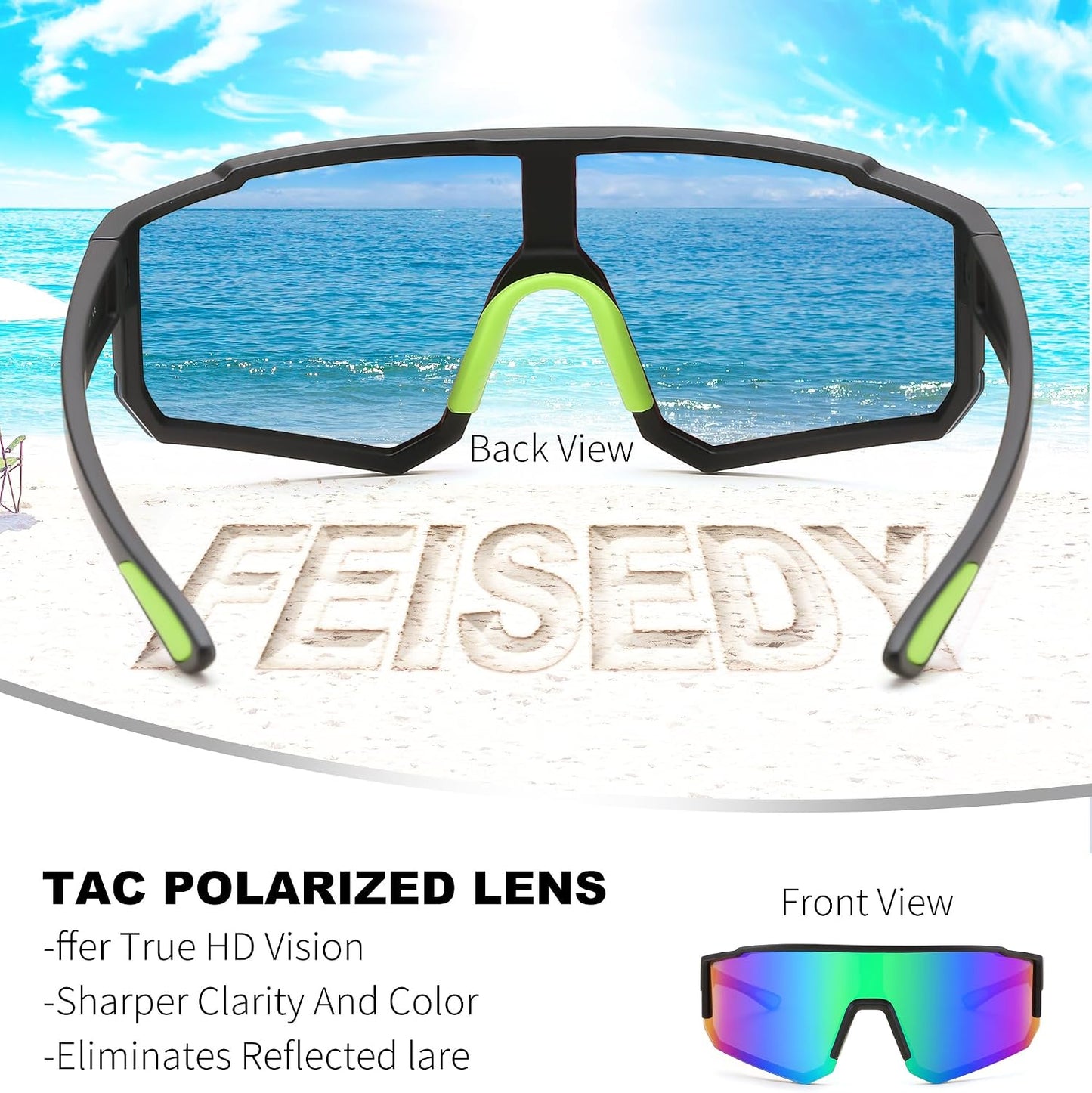 商品图片 4 | B0D95W5582 | FEISEDY Kids Sunglasses Youth Baseball Polarized Sunglasses Sports Lightweight TR90 Frame Boys Girls Cycling B0213