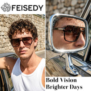 ÉÌƷͼƬ 14 | B0H1W78PMP | FEISEDY Retro Square Aviator Sunglasses Women Men 70s Trendy B0434
