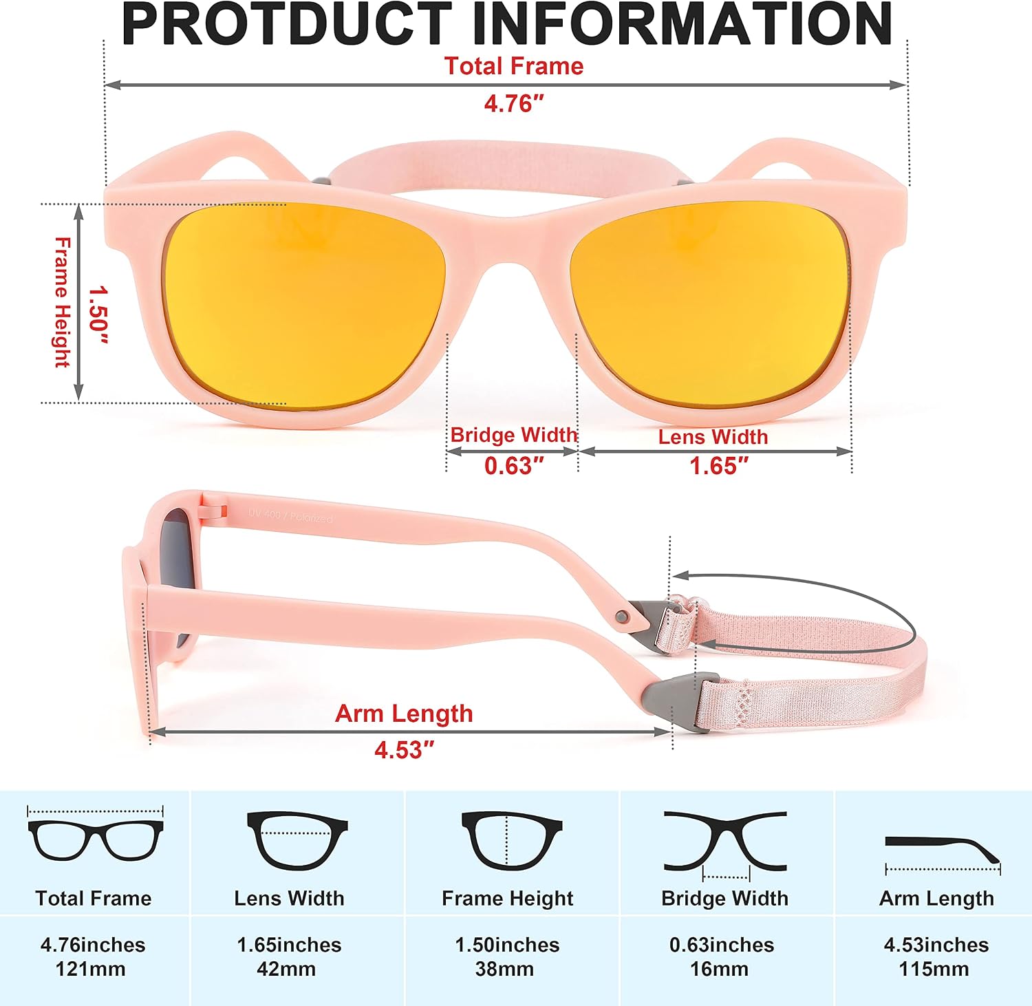 商品图片 13 | B0BQC69987 | FEISEDY Kids Polarized Sunglasses Toddler Sunglasses Flexible Frame with Strap for Baby Girls Boys Age 2-8 B2352