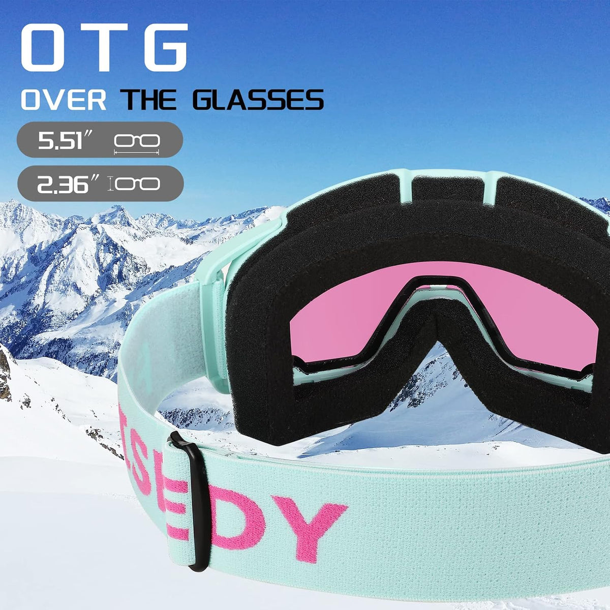 商品图片 47 | B0GHRB6WCQ | FEISEDY Ski Goggles, OTG Snow Sport Goggles for Adult Youth, Anti-Fog UV400 Protection Bendable Dual-Lenses B2961
