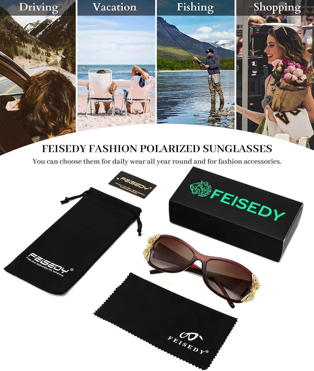 ÉÌƷͼƬ 44 | B0CNRQ7WVZ | FEISEDY Y2K Women Polarized Sunglasses Butterfly Wrap Around UV400 Shades