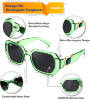 ÉÌƷͼƬ 16 | B0CNPQGQRW | FEISEDY Retro Rectangle Sunglasses for Women Men Classic Square Rhinestone Frame Sun Glasses Polygon Designer UV400 B0047
