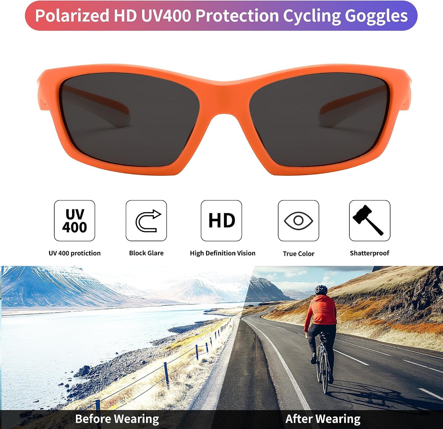 商品图片 12 | B0D1GDXPL3 | FEISEDY Kids Polarized Sunglasses TR90 Sports Cycling Glasses UV400 for Boys Girls Age 3-10 B0160