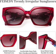 ÉÌƷͼƬ 29 | B0CNCTSQ2Z | FEISEDY Trendy Polarized Sunglasses, Oversized Irregular TR Frame for Women Men, Retro Shades UV400 B0016