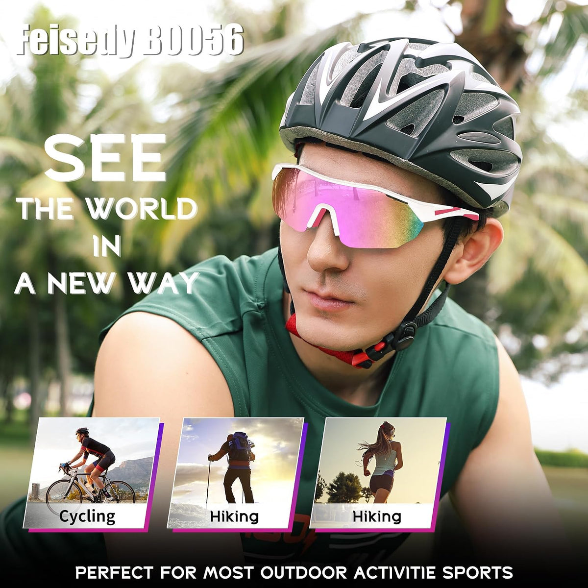 ÉÌƷͼƬ 17 | B0CNCBXTDV | FEISEDY Polarized Sunglasses Baseball Lightweight Frame Men Women Sports Cycling Sun Glasses for MTB UV400 Protection B0056