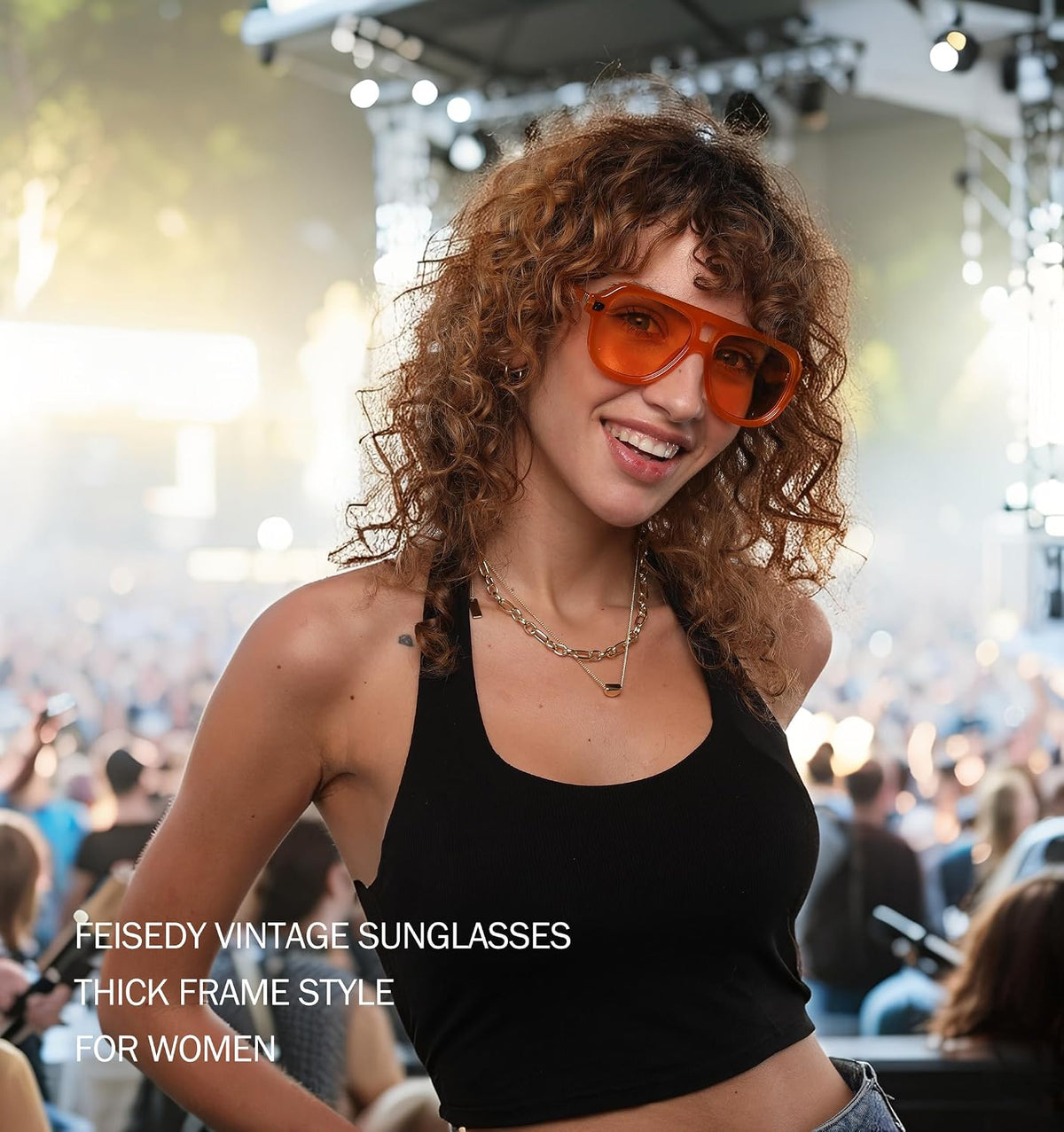 ÉÌƷͼƬ 17 | B0CDGNN3ZN | FEISEDY Vintage 70s Aviator Sunglasses Men Women Classic Retro Trendy Large Frame UV400 Sun Glasses B0030