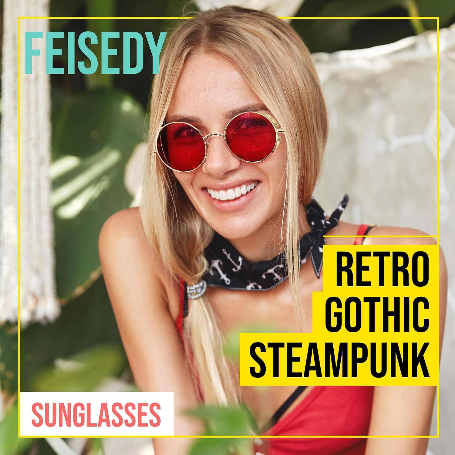 商品图片 65 | B06XY36GDW | FEISEDY Retro Gothic Steampunk Sunglasses For Men Women