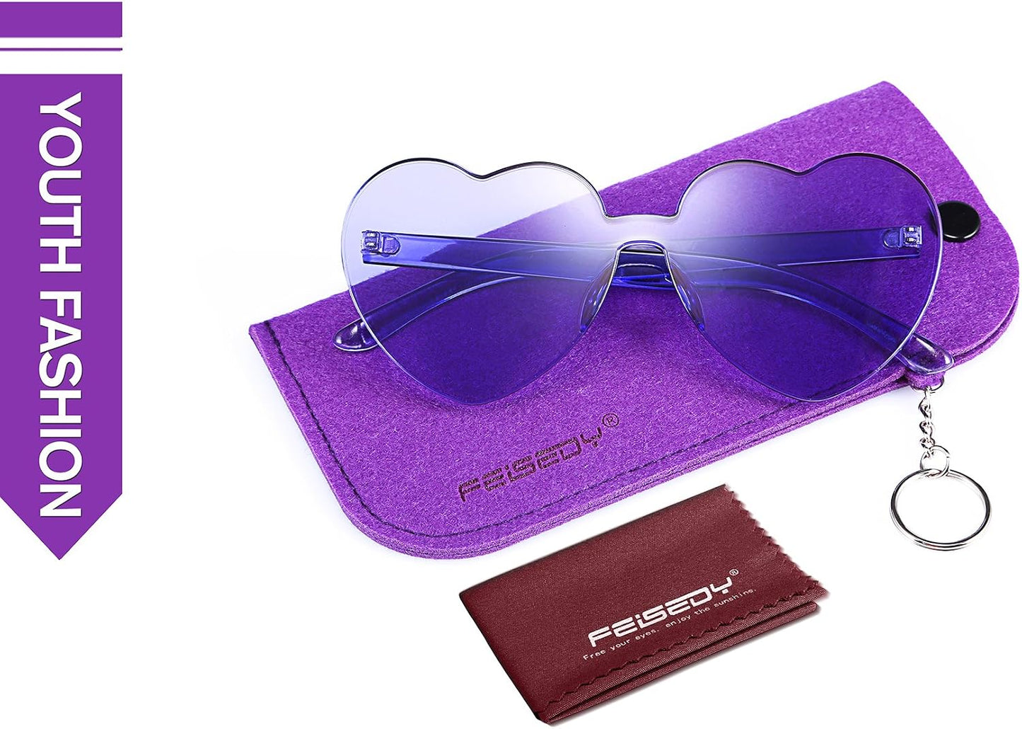 商品图片 26 | B07BLKHDRH | FEISEDY Thick Heart Sunglasses Rimless Heart Shaped Sun Glasses Women Fashion Love Glasses B2419