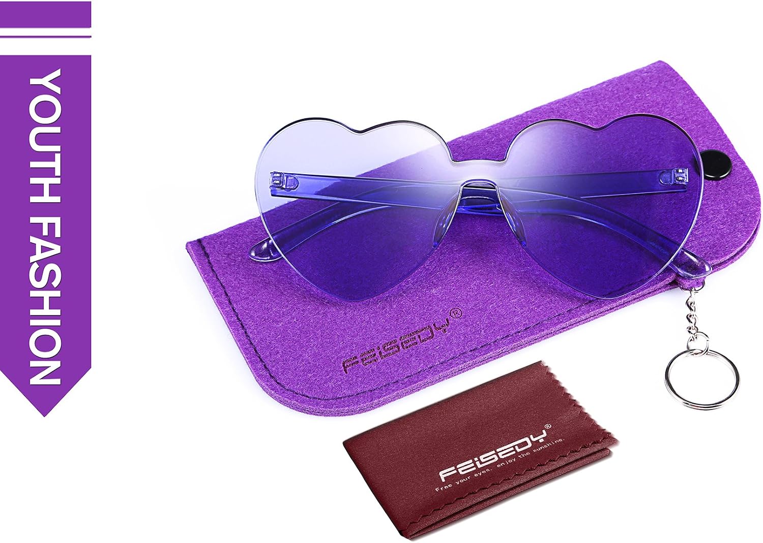 商品图片 26 | B07BLKHDRH | FEISEDY Thick Heart Sunglasses Rimless Heart Shaped Sun Glasses Women Fashion Love Glasses B2419