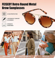 ÉÌƷͼƬ 36 | B0GX62YR7C | FEISEDY Retro Round Metal Brow Sunglasses for Women for Small Face B0427