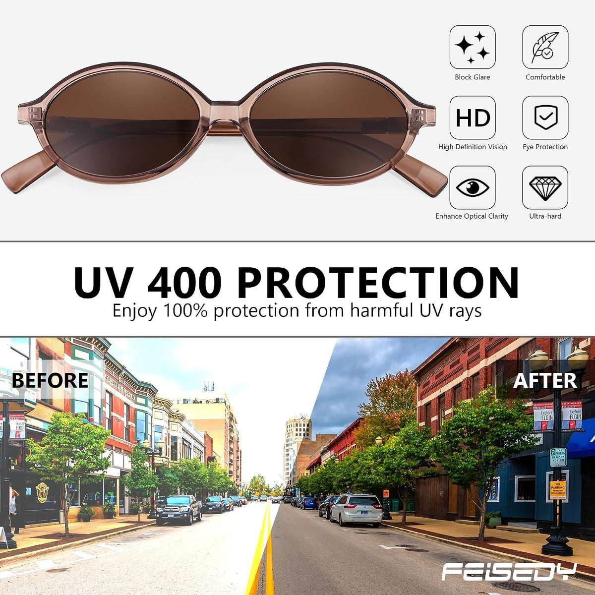 ÉÌƷͼƬ 134 | B0DTHVTKB5 | FEISEDY Retro Oval Sunglasses for Women 90s Narrow Round Lightweight Shades Y2k Trendy Sunnies B1171