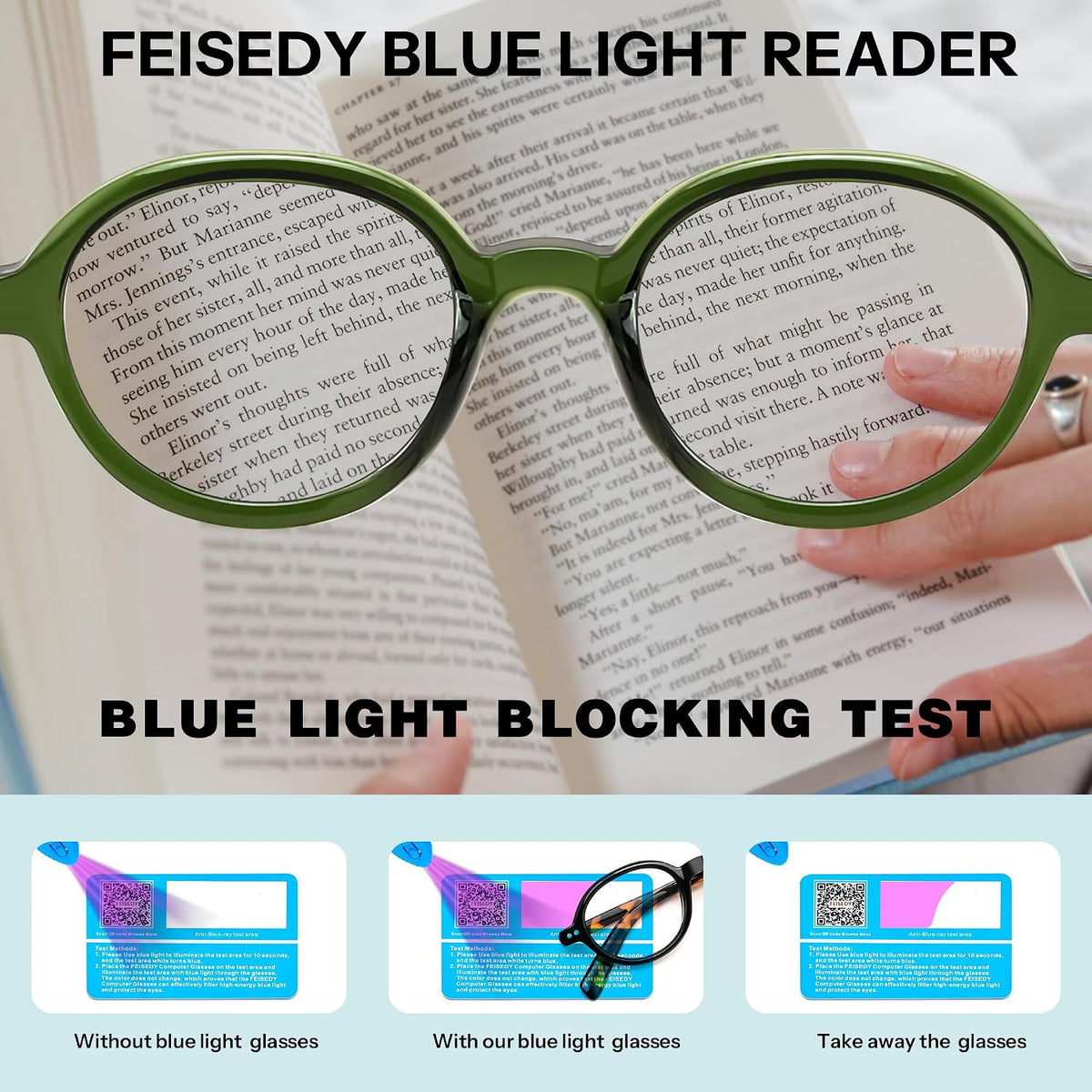 ÉÌƷͼƬ 3 | B0FR9T1TCC | FEISEDY Vintage Oval Blue Light Reading Glasses for Women, Stylish Lightweight 90s Reader B0327
