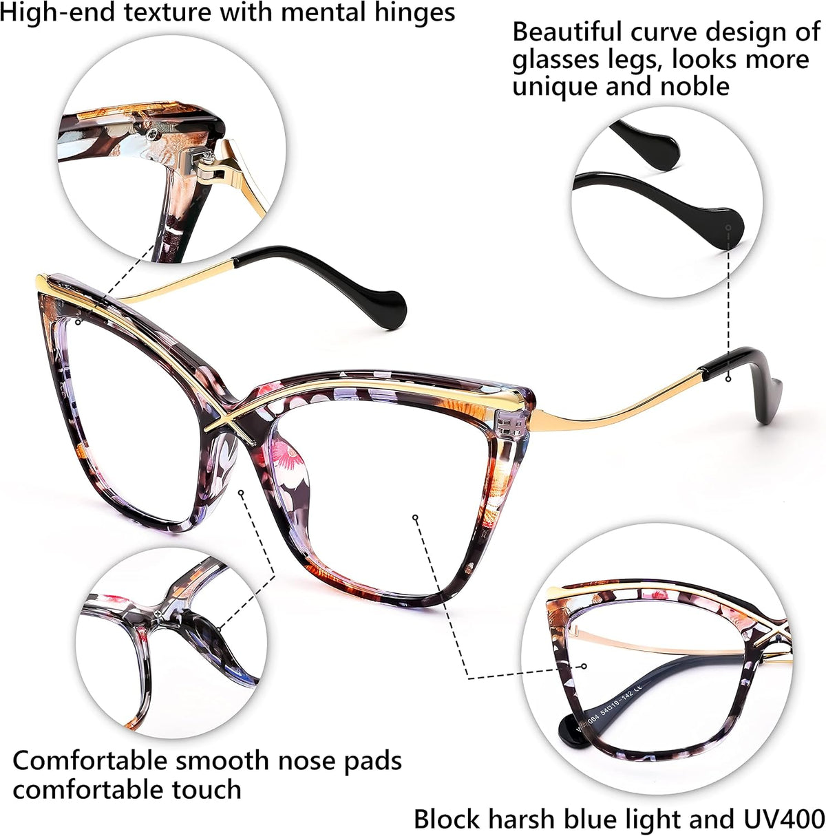 ÉÌƷͼƬ 18 | B0B63PP6VN | FEISEDY Women Oversized Square Blue Light Blocking Glasses Anti Eyestrain Cat Eye Fashion Eyewear B2956