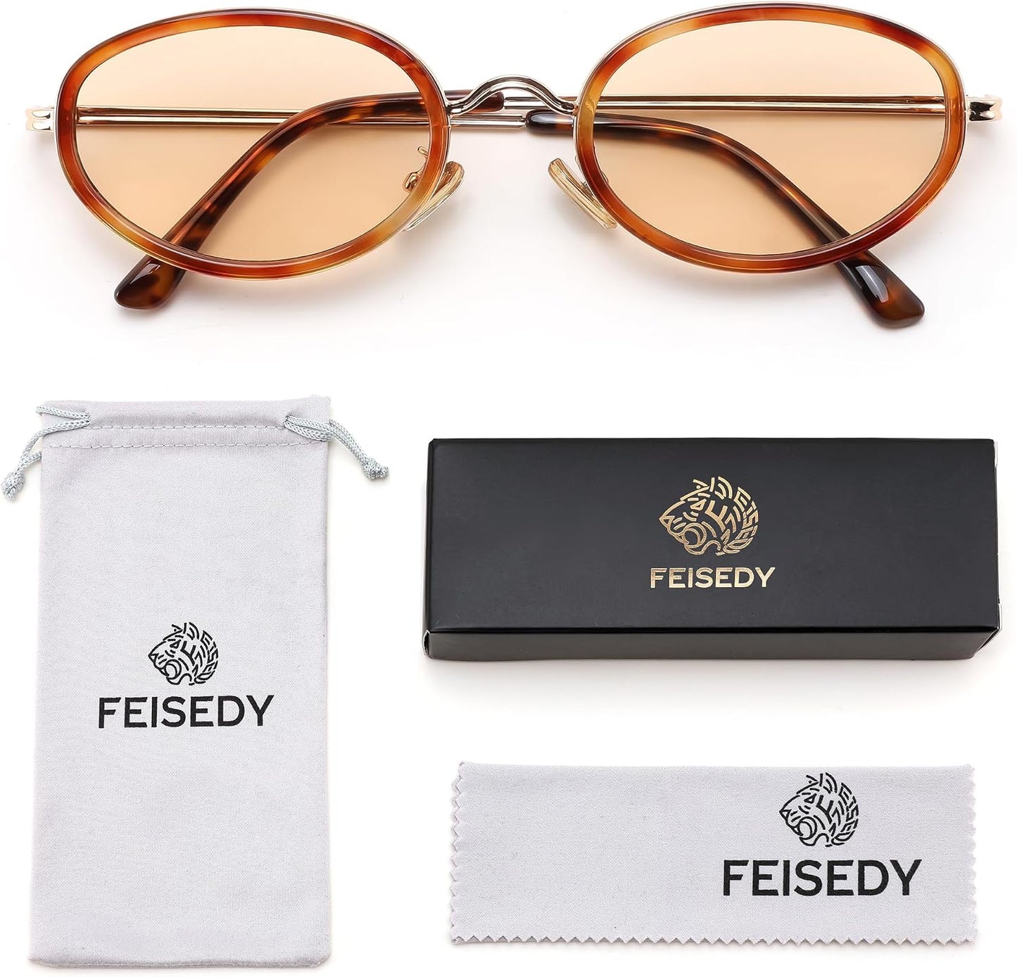 商品图片 28 | B0H2XM1HNJ | FEISEDY 90s Retro Oval Cat Eye Sunglasses UV400 Small Face B0450