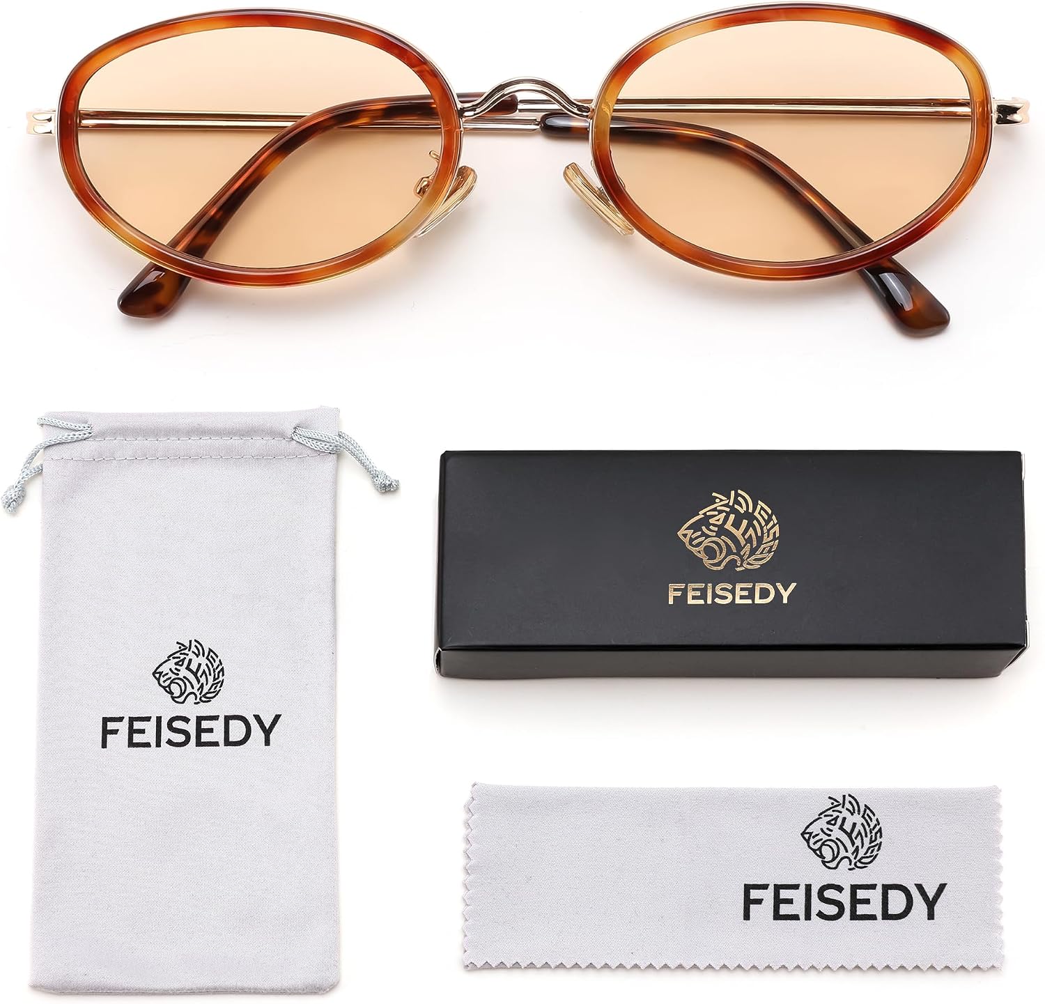 商品图片 28 | B0H2XM1HNJ | FEISEDY 90s Retro Oval Cat Eye Sunglasses UV400 Small Face B0450