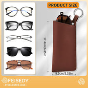 ÉÌƷͼƬ 23 | B0FKBLV8J9 | FEISEDY 2Pack Portable Glasses Case with Clip Hook, Soft Leather Eyeglass case Bag, Slim Sunglasses Pouch B0313