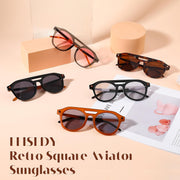 ÉÌƷͼƬ 7 | B0CHBBJ1H1 | FEISEDY Retro Square Aviator Sunglasses Womens Mens Trendy 70s Vintage Stylish Frame UV400 Sun Glasses B0051