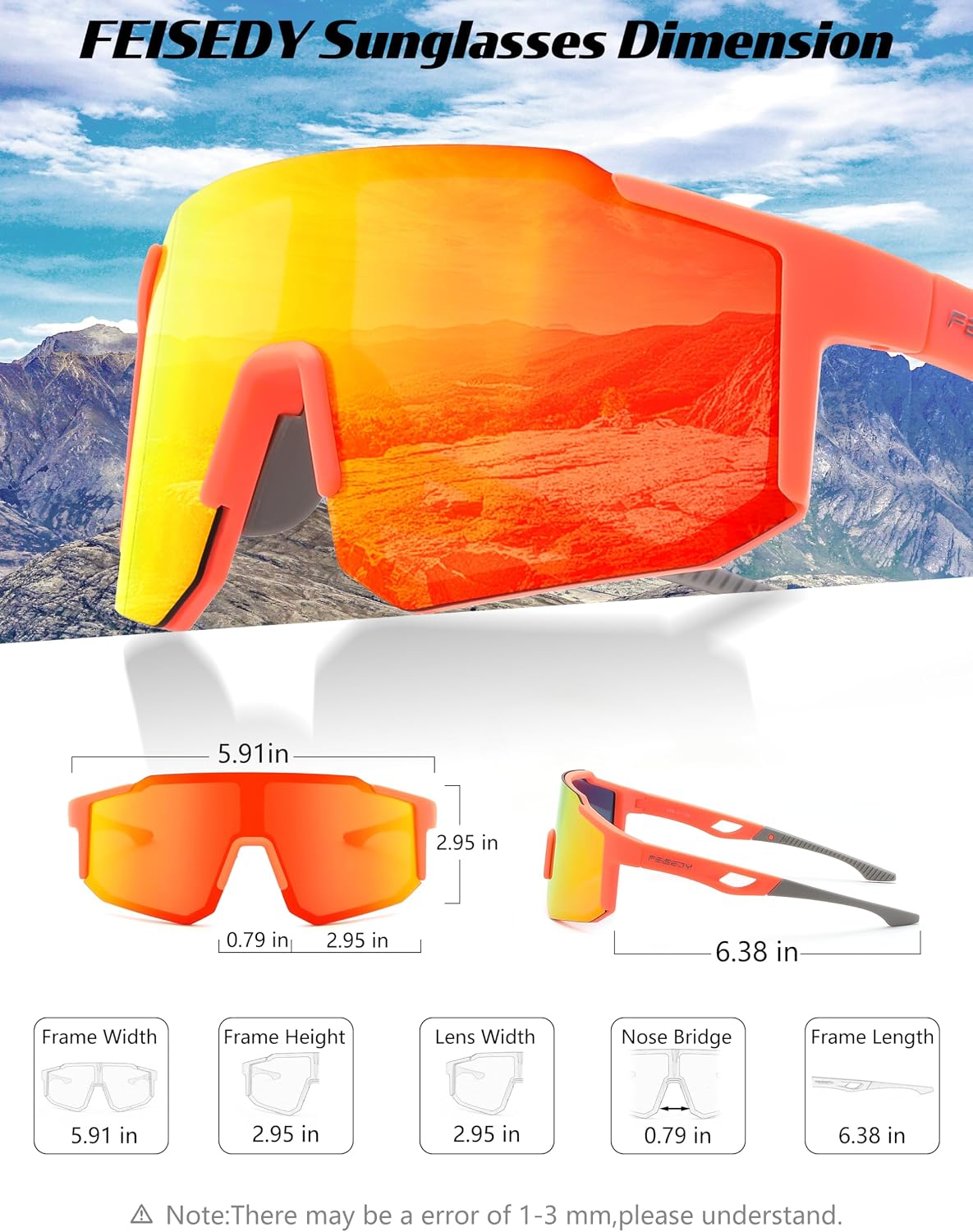 ÉÌƷͼƬ 32 | B0FMRGGCL4 | FEISEDY Polarized Sports Sunglasses for Men Women Youth - Baseball, Running, Cycling UV400 Protection 4 Lenses B0279