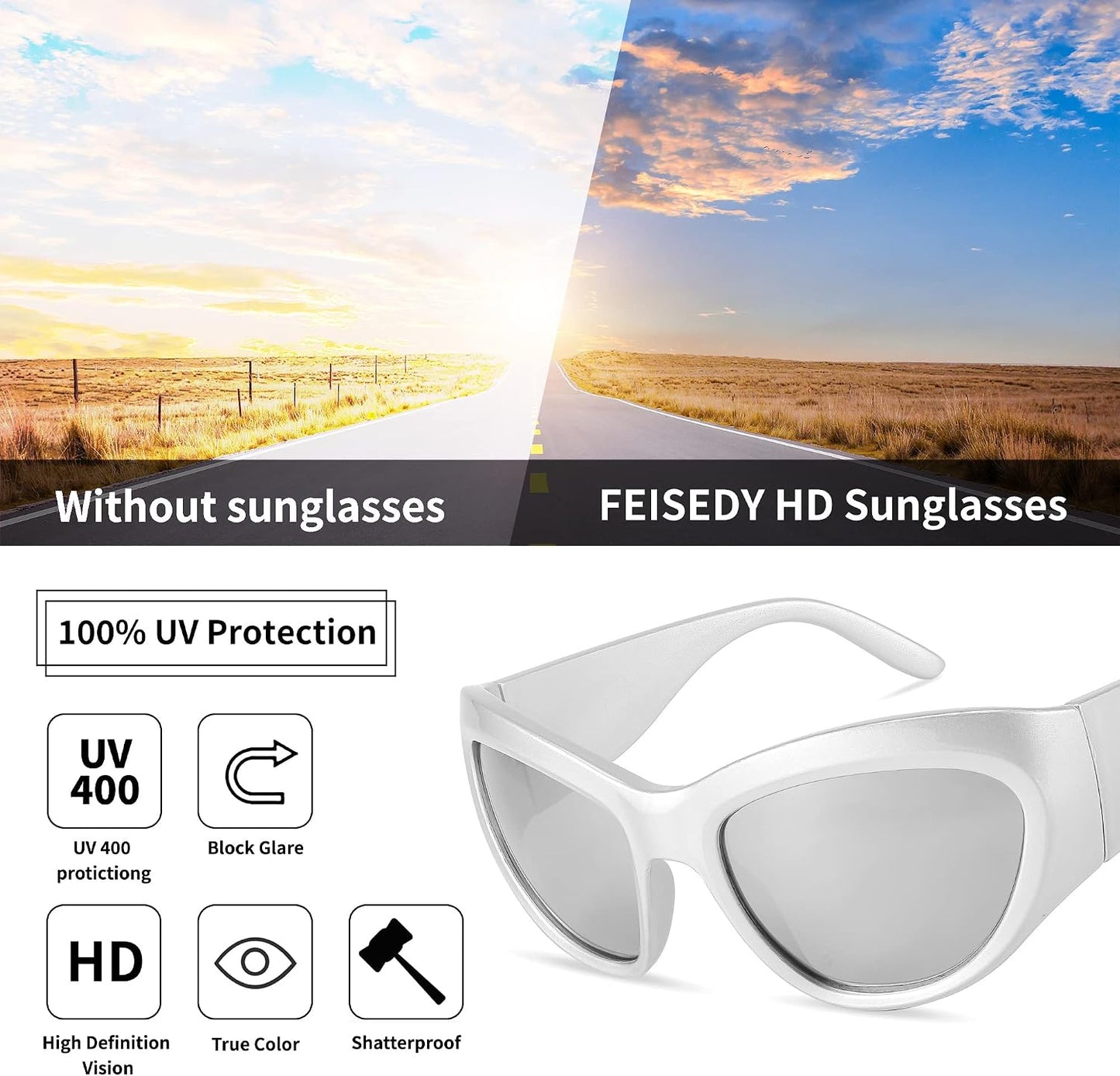 商品图片 13 | B0BQBWYZF6 | FEISEDY Trendy Y2k Sunglasses Women Men Oversized Shield Sunglasses Fashion Wrap Around Futuristic Glasses B2359