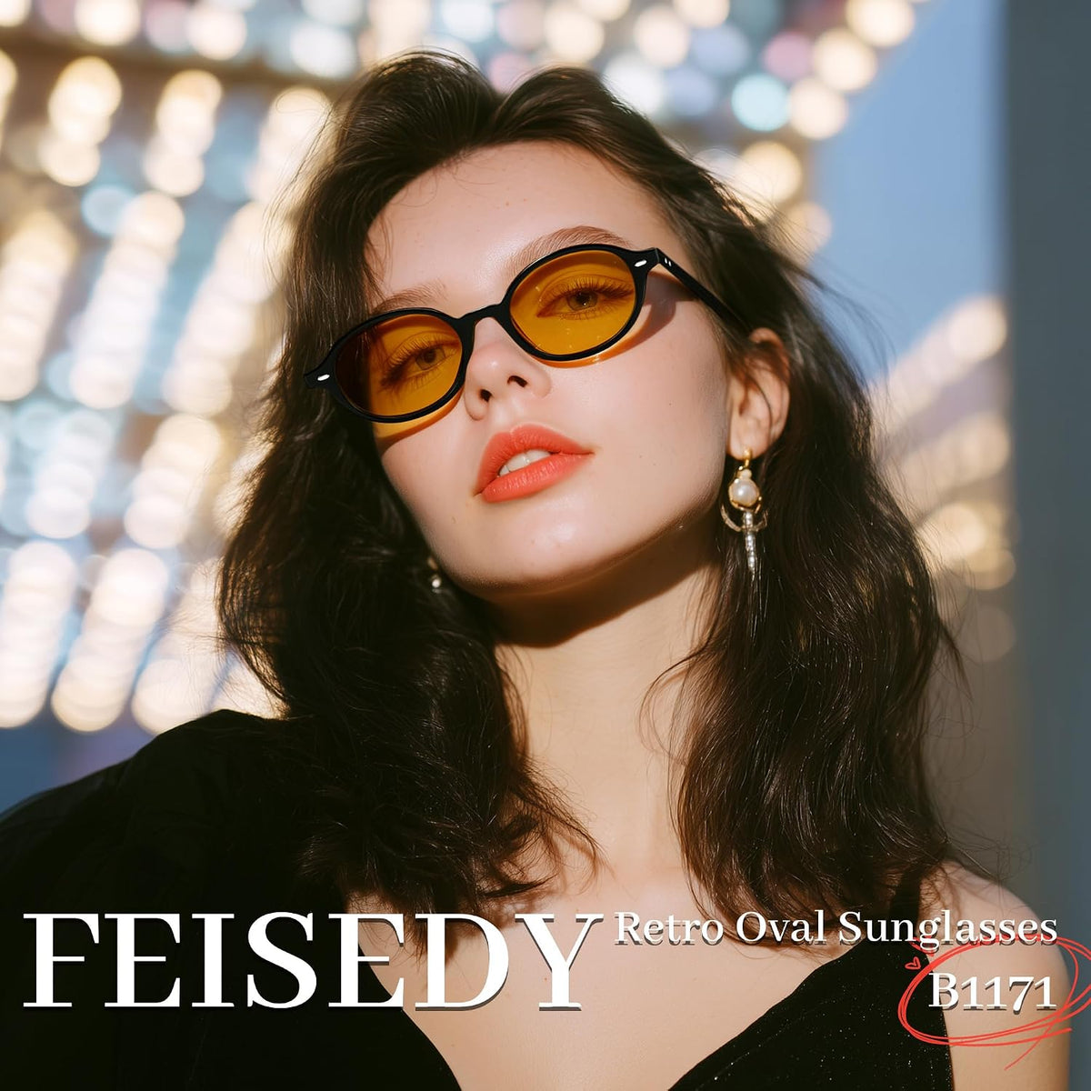 ÉÌƷͼƬ 25 | B0DTHVTKB5 | FEISEDY Retro Oval Sunglasses for Women 90s Narrow Round Lightweight Shades Y2k Trendy Sunnies B1171