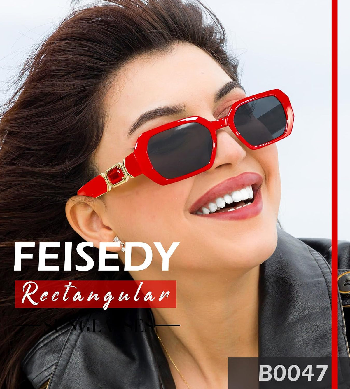 ÉÌƷͼƬ 27 | B0CNPQGQRW | FEISEDY Retro Rectangle Sunglasses for Women Men Classic Square Rhinestone Frame Sun Glasses Polygon Designer UV400 B0047
