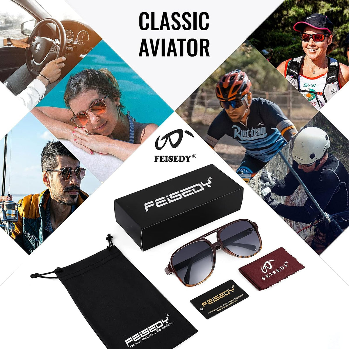 ÉÌƷͼƬ 105 | B0CB543WBD | FEISEDY Vintage Retro 70s Plastic Aviator Sunglasses Women Men Classic Large Squared Frame B2751