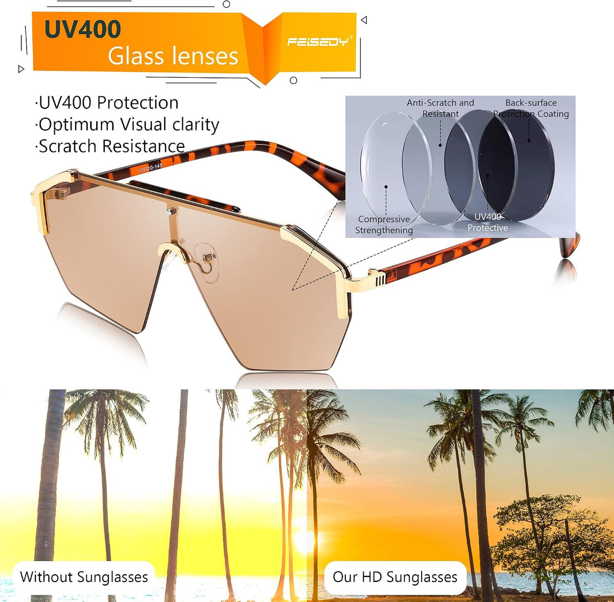 ÉÌƷͼƬ 13 | B0D6G3P982 | FEISEDY Fashion Flat One Piece Oversized Sunglasses Rimless Irregular Stylish Retro Design Shade Women Men B0153