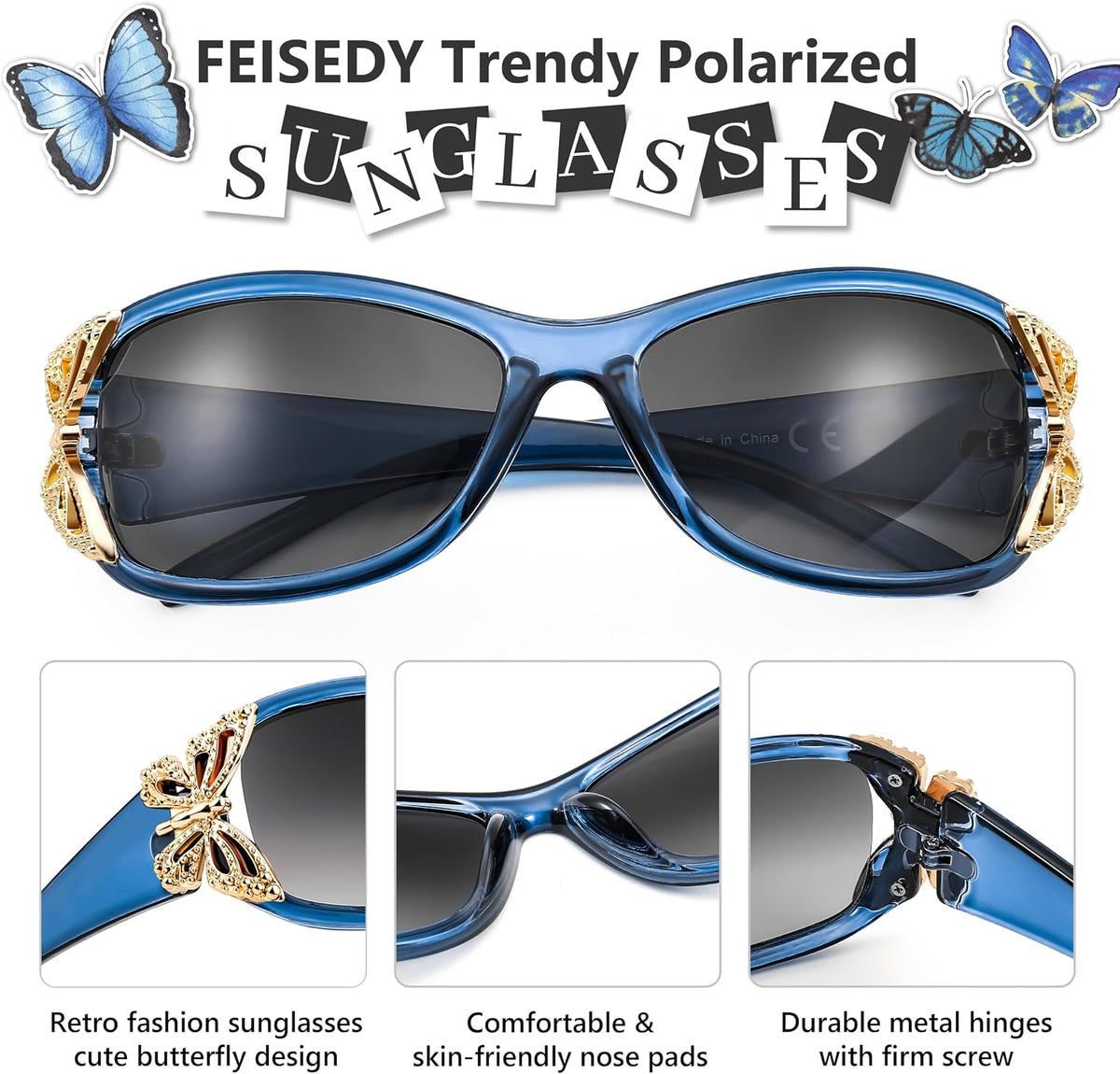 ÉÌƷͼƬ 25 | B0CNRQ7WVZ | FEISEDY Y2K Women Polarized Sunglasses Butterfly Wrap Around UV400 Shades