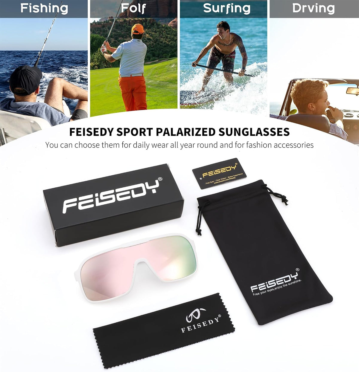 ÉÌƷͼƬ 8 | B0CWTZ9491 | FEISEDY Fashion Polarized Sunglasses Oversized One Piece Reflective Lens Sports Sun Glasses B0122