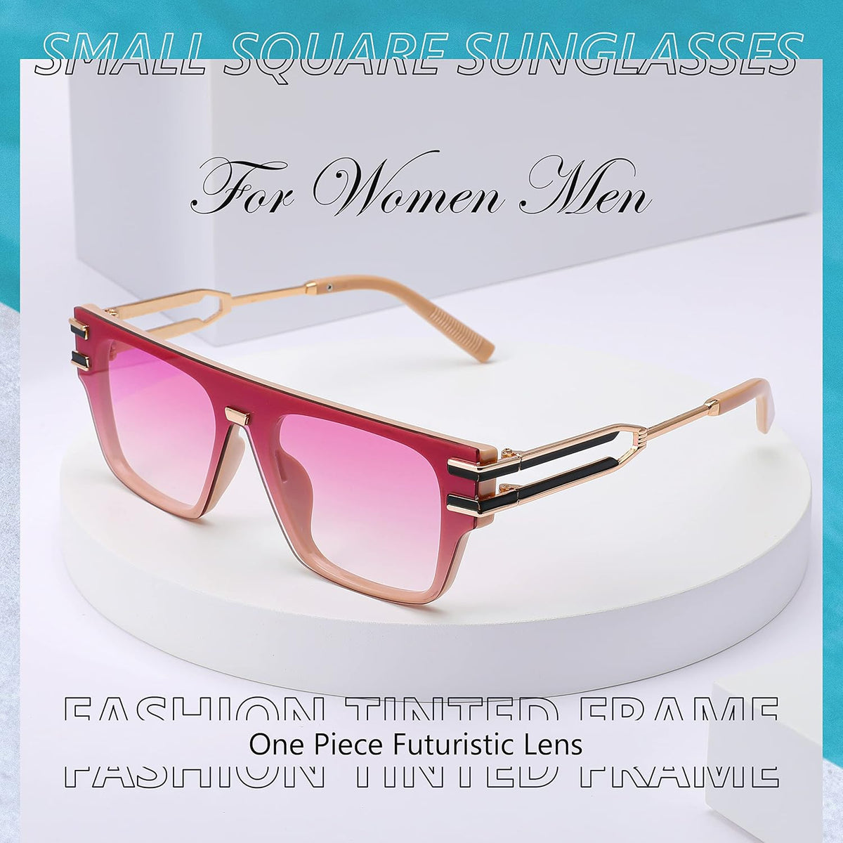 ÉÌƷͼƬ 4 | B0B23NX2M4 | FEISEDY Fashion Square Sunglasses for Women Men Retro Metal Side Shades UV400 Protection Lens B2678