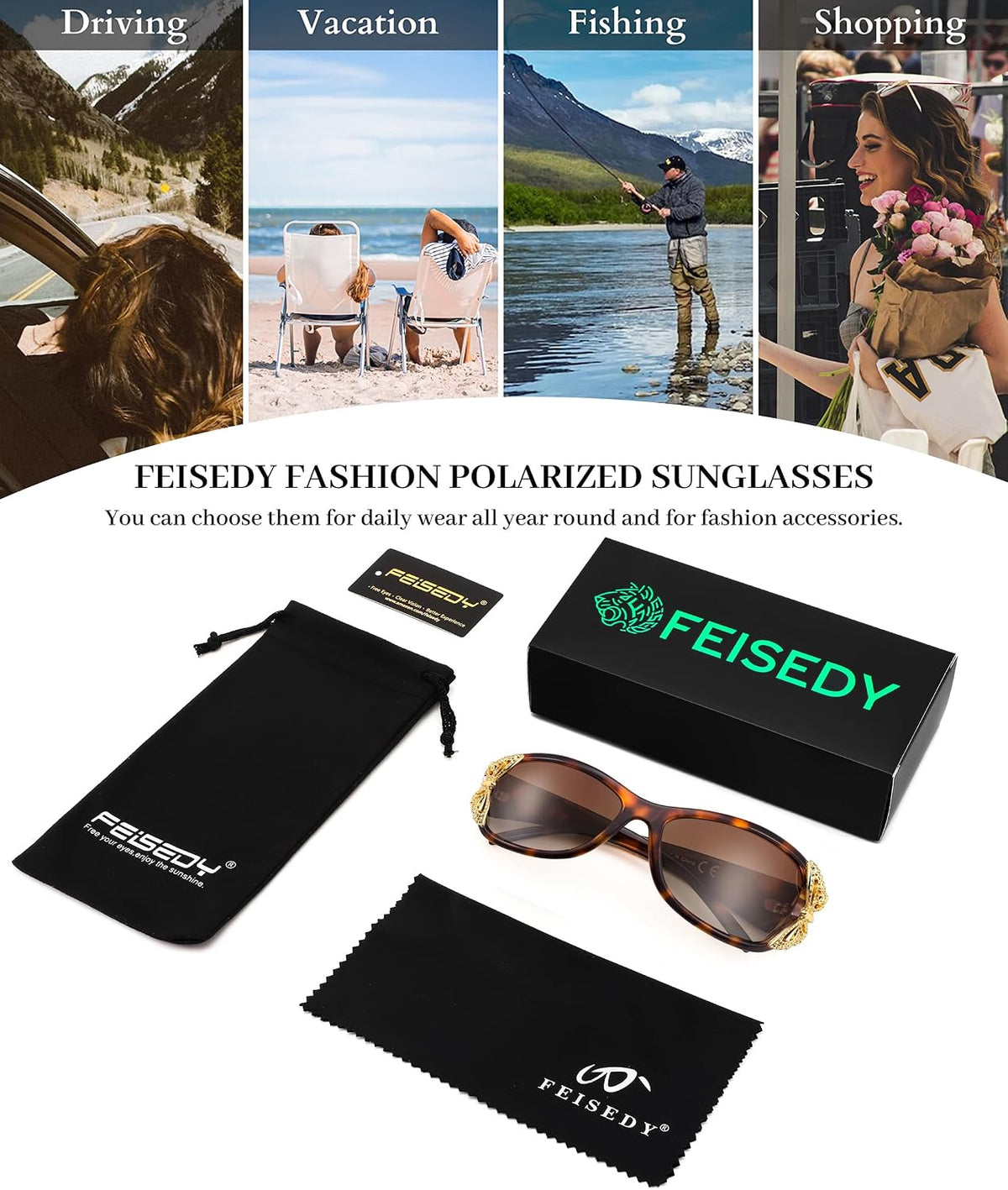 ÉÌƷͼƬ 50 | B0CNRQ7WVZ | FEISEDY Y2K Women Polarized Sunglasses Butterfly Wrap Around UV400 Shades