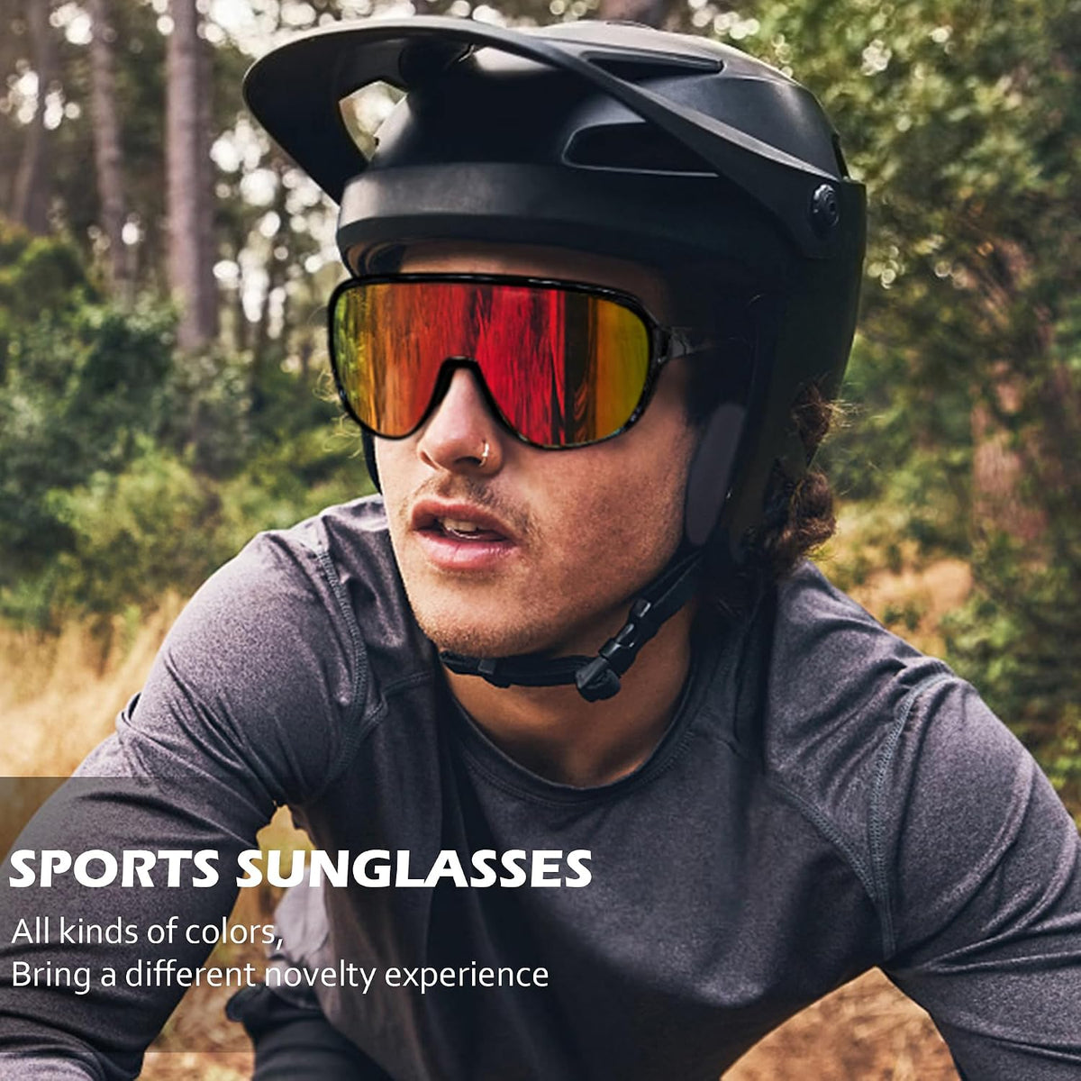 ÉÌƷͼƬ 9 | B0D5D4T92Q | FEISEDY Sports Sunglasses for Men and Women,Oversized One Piece Reflective Lens Cycling Sunglasses B0178