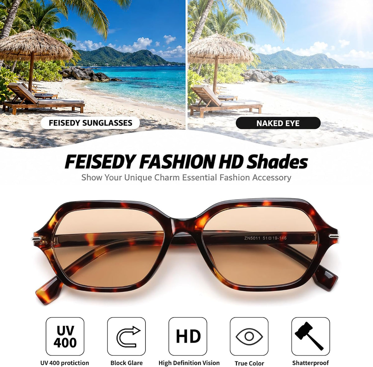 ÉÌƷͼƬ 19 | B0HJYQR9BW | FEISEDY Classic Square Sunglasses for Women Men, Retro Trendy Shades B0493