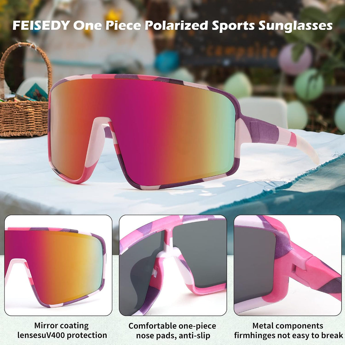 ÉÌƷͼƬ 26 | B0C785JPH3 | FEISEDY Sports Sunglasses, Polarized Oversized Shield for Women Men Youth, Baseball Cycling Running Outdoor Visor B2988