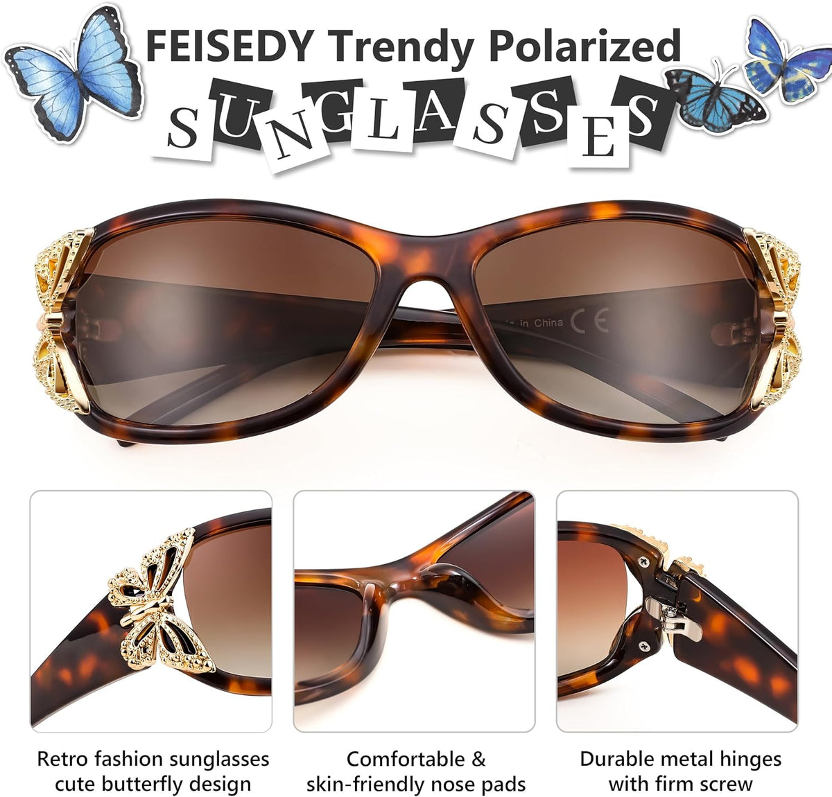 ÉÌƷͼƬ 48 | B0CNRQ7WVZ | FEISEDY Y2K Women Polarized Sunglasses Butterfly Wrap Around UV400 Shades
