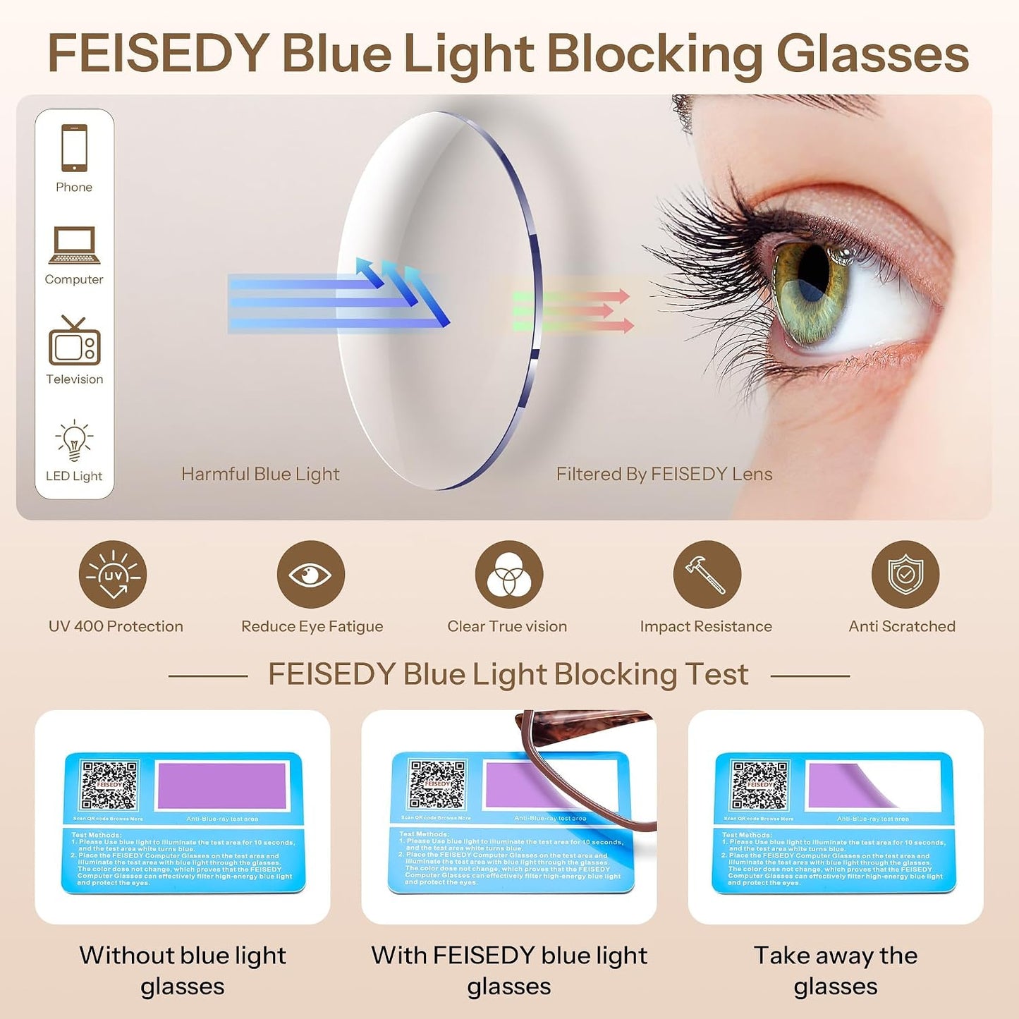 商品图片 19 | B0FZT81LLR | FEISEDY Blue Light Glasses for Women Men TR90 Computer Phone Gaming B0370 | Blue Light Blocking Glasses, Anti Eyestrain and Glare, Soft Comfortable Fit with Spring Hinges