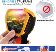 商品图片 3 | B0CHF64BPK | FEISEDY Kids Ski Goggles,Snowboard Goggles for Boys Girl Youth,OTG Anti Fog UV Protection Snow Goggles B0019