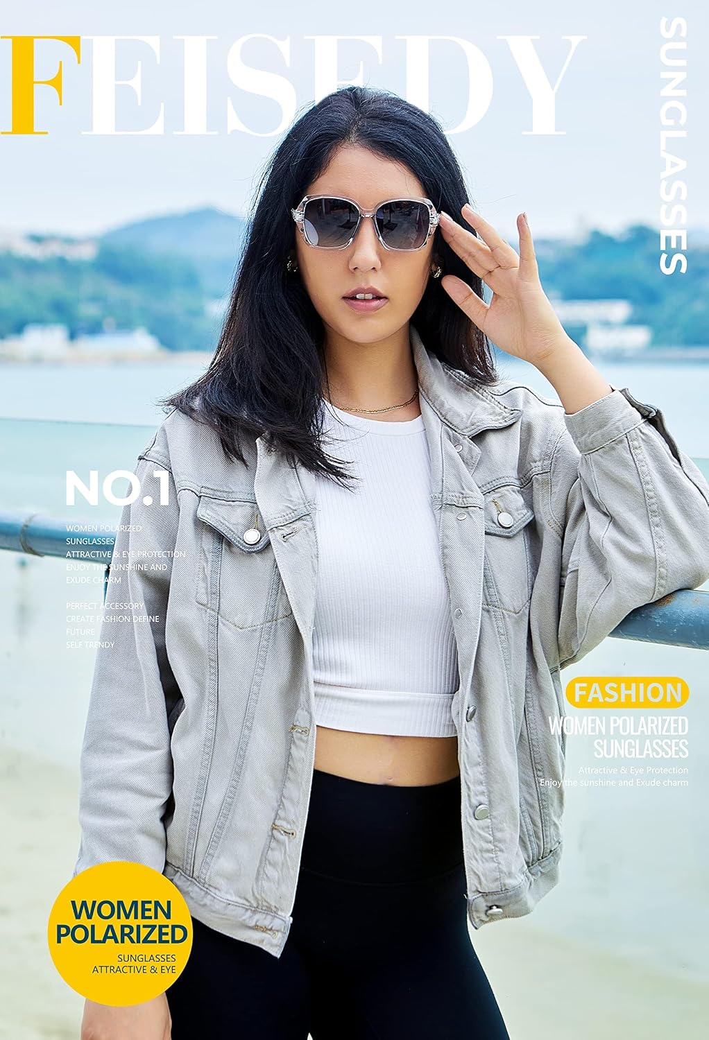 商品图片 94 | B079GT4RXH | FEISEDY Polarized Women Square Sunglasses Sparkling Composite Shiny Frame B2289