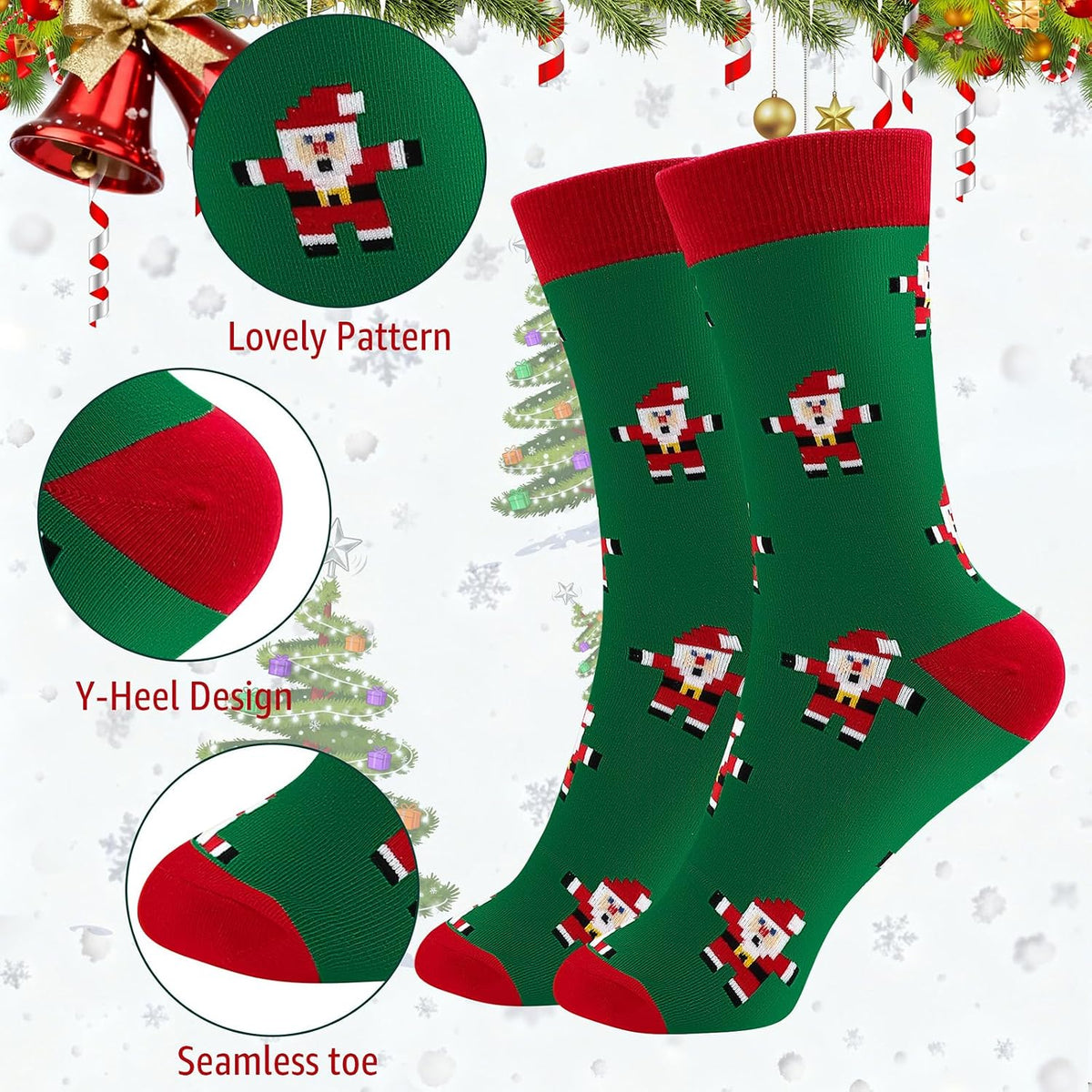 商品图片 13 | B0FPLDHHHC | Funny Socks for Women Men Christmas Socks Fuzzy Cozy Novelty Dress Socks Festive Crew Socks Size 7.5-12