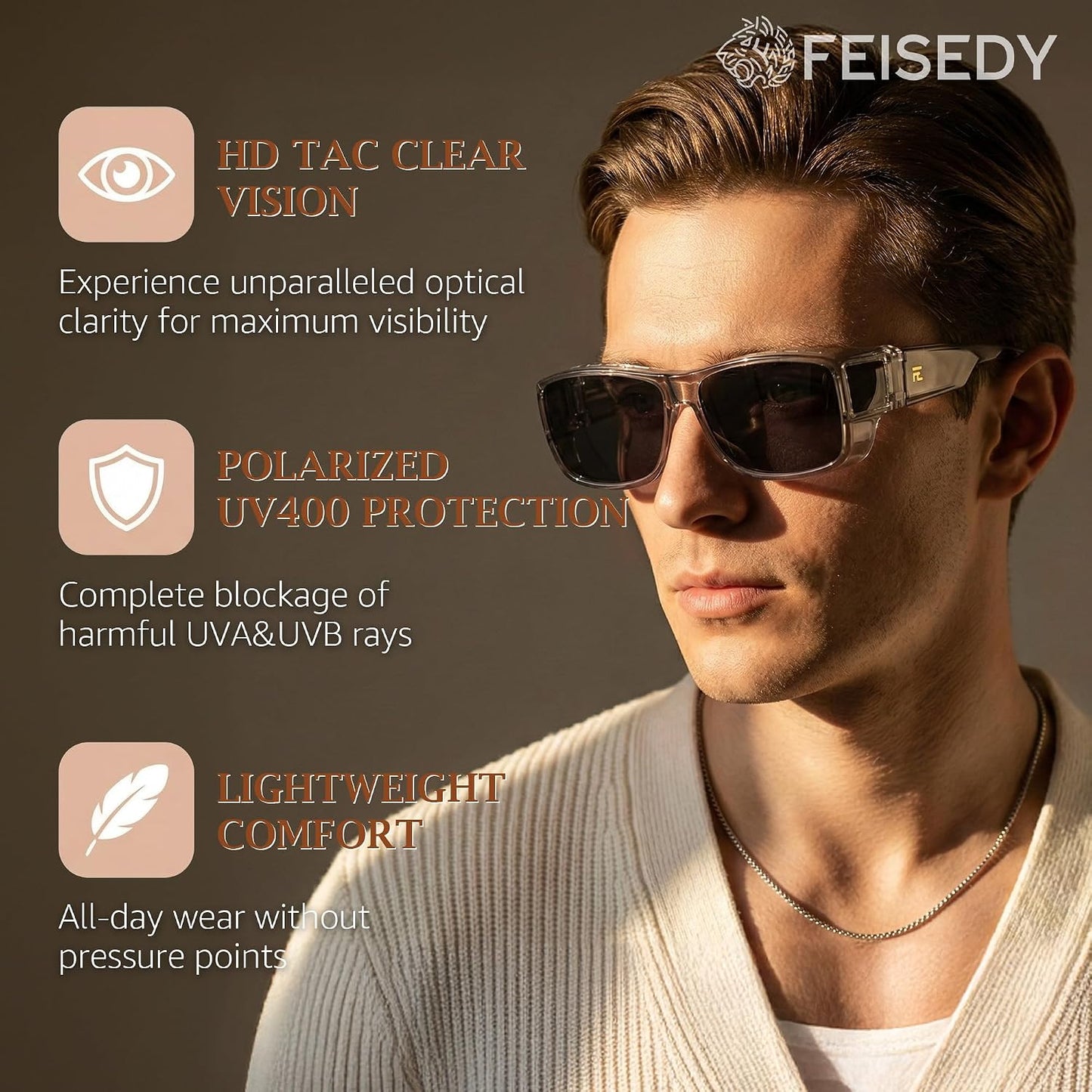 商品图片 2 | B0GR4T274K | FEISEDY Polarized Fit Over Glasses Sunglasses Driving Outdoors B0330