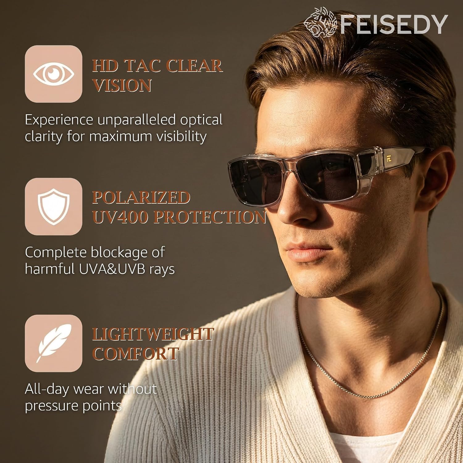 商品图片 2 | B0GR4T274K | FEISEDY Polarized Fit Over Glasses Sunglasses Driving Outdoors B0330