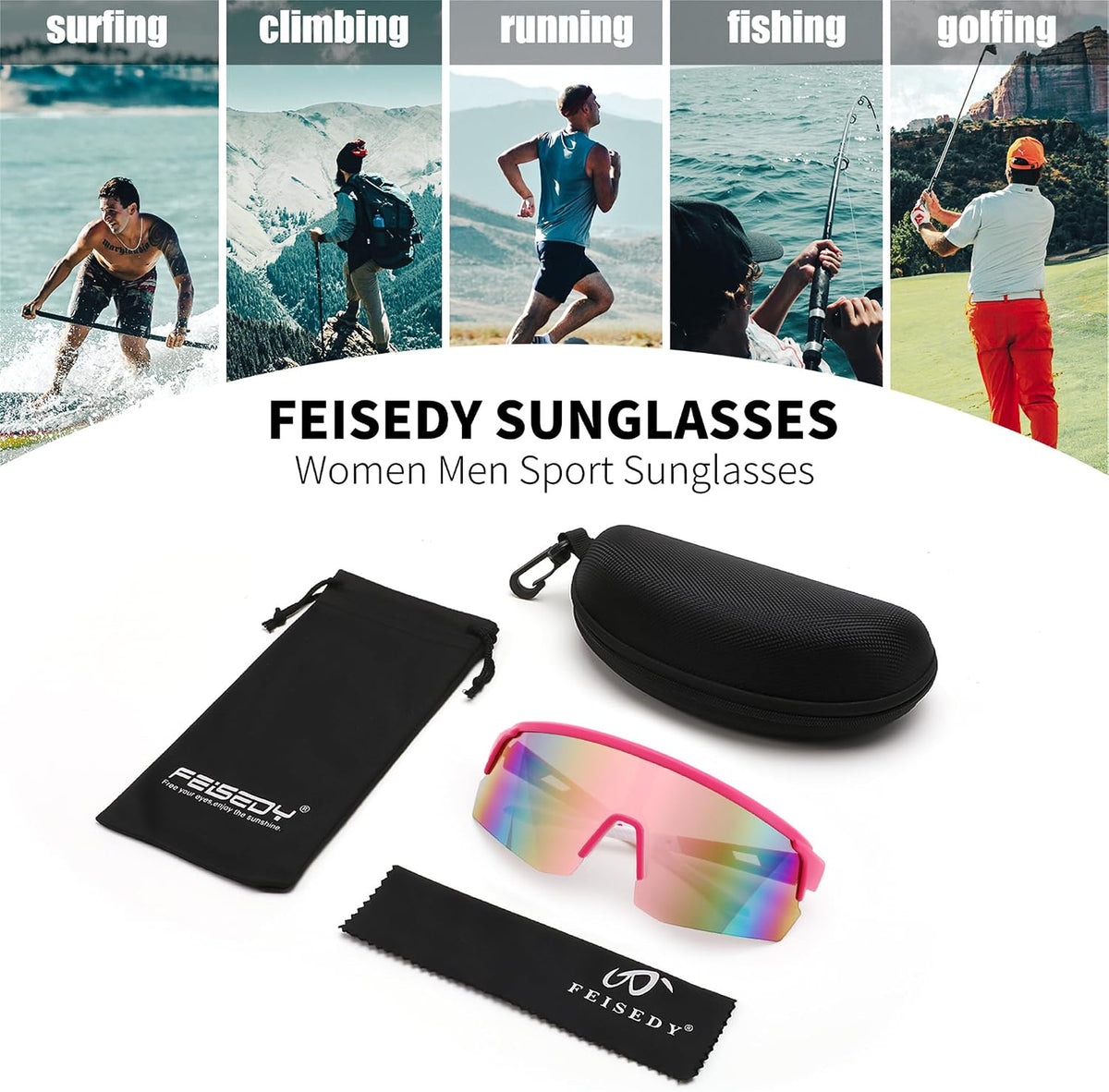ÉÌƷͼƬ 42 | B0CSDCDBR7 | FEISEDY Cycling Sunglasses for Men Women, Sports Glasses for Youth Running Baseball Shades UV400 Protection B0108