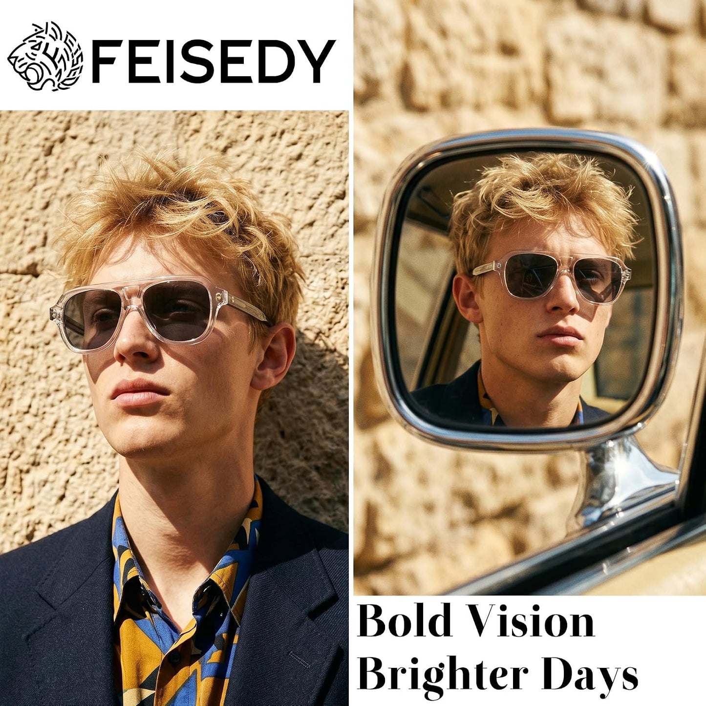 商品图片 9 | B0H1WK6BZT | FEISEDY Retro Aviator Polarized Sunglasses Men Women Trendy Square B0433