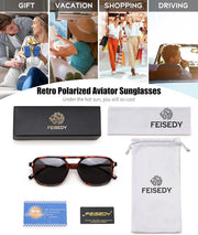 ÉÌƷͼƬ 28 | B0H2V9BFS5 | FEISEDY Retro Polarized Aviator Square Sunglasses for Women Men UV400 B0357