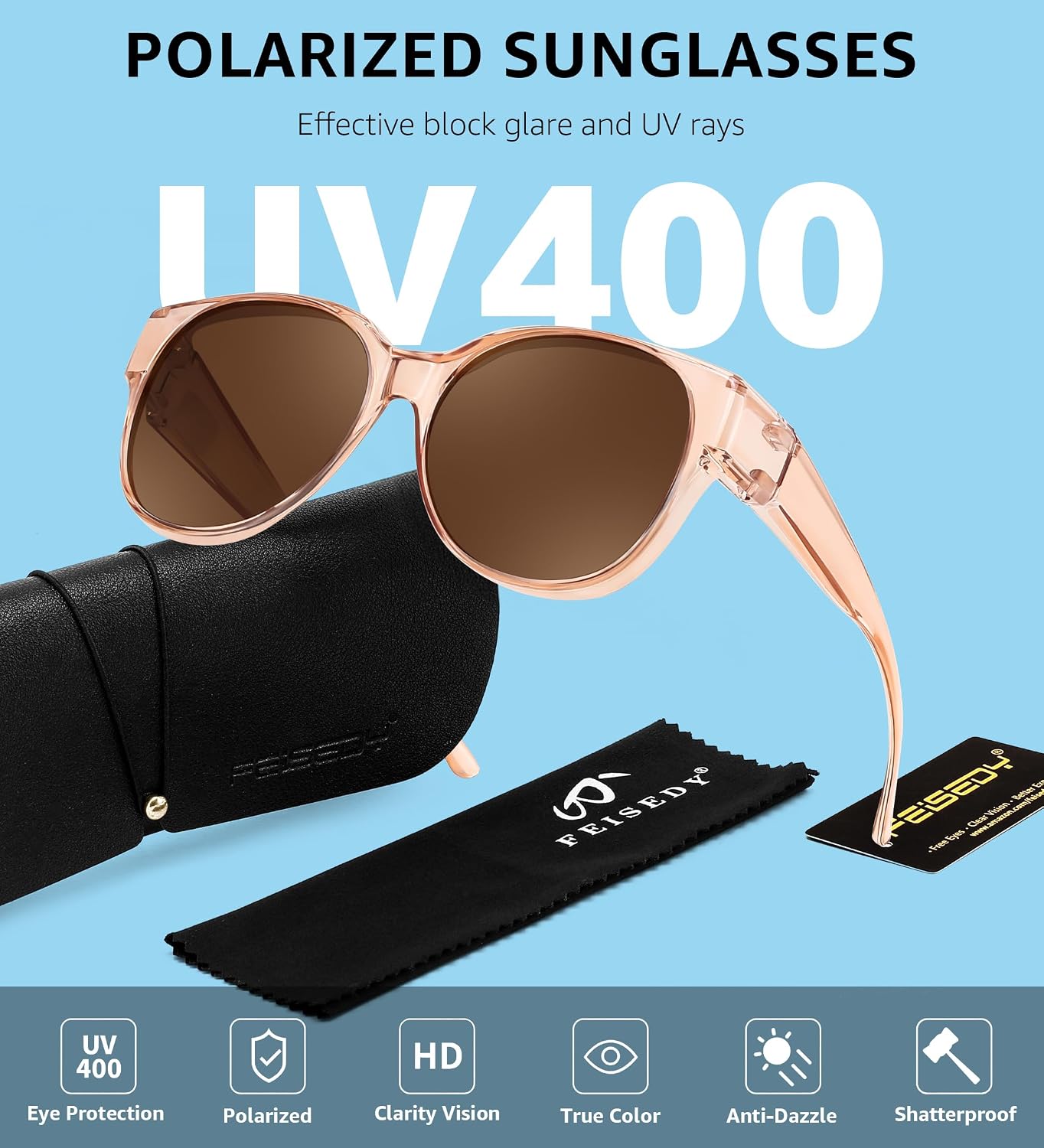 商品图片 45 | B0FRRT5Z37 | FEISEDY Fit Over Glasses Polarized Sunglasses, UV400 Protection for Driving & Outdoor Activities B0328