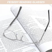 ÉÌƷͼƬ 3 | B0GS97VYPH | FEISEDY Blue Light Blocking Reading Glasses for Women Men, Classic Stylish Square Metal Semi Rimless Frame B0412