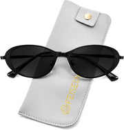 Black Frame + Grey Lens / 52 Millimeters | B0GVDRBLKR | FEISEDY Metal Oval Sunglasses UV400 Protection for Women and Men B0429