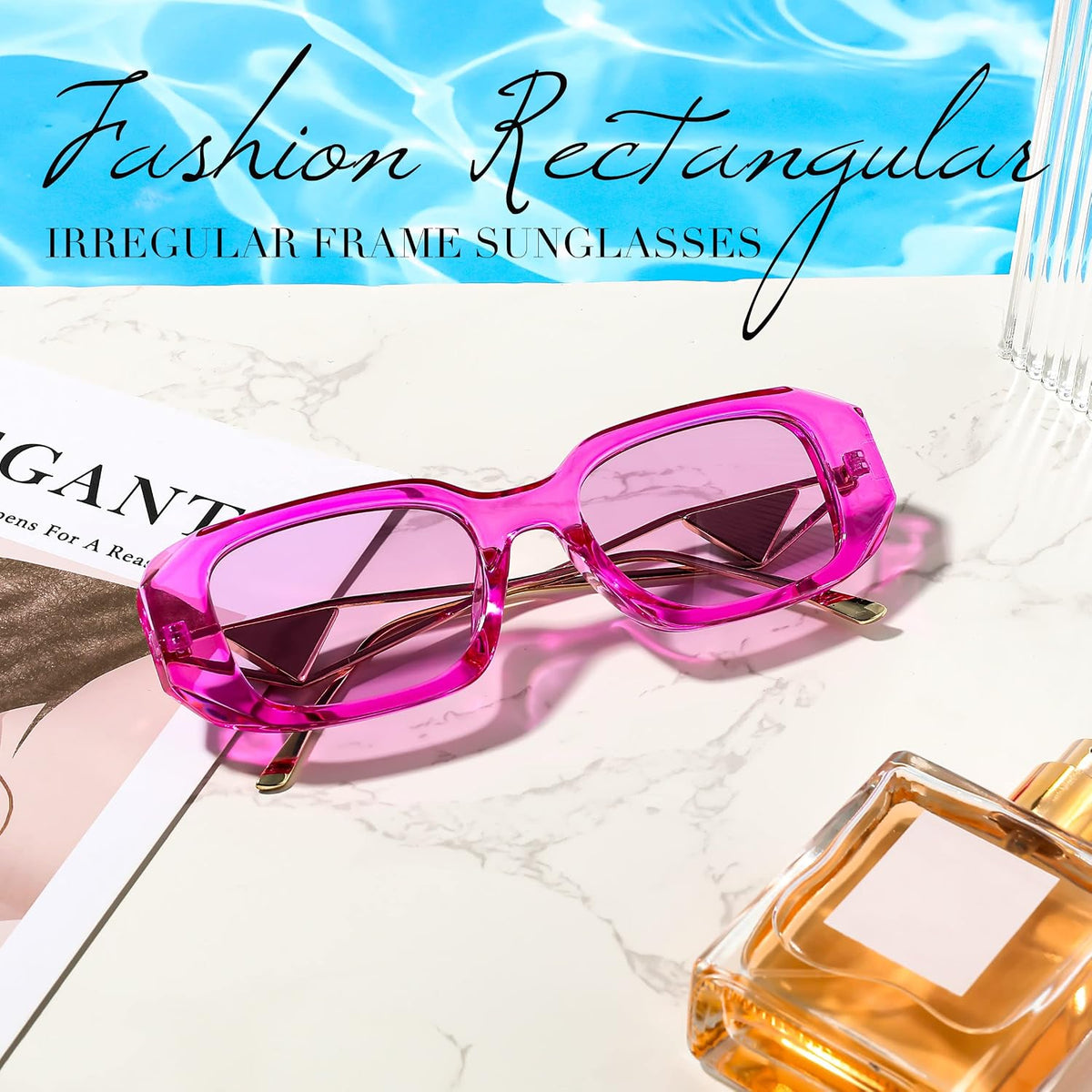商品图片 12 | B0BV5YP1F2 | FEISEDY Retro Rectangle Sunglasses for Women Trendy Small Square Sunglasses 90s Vintage Shades B2968